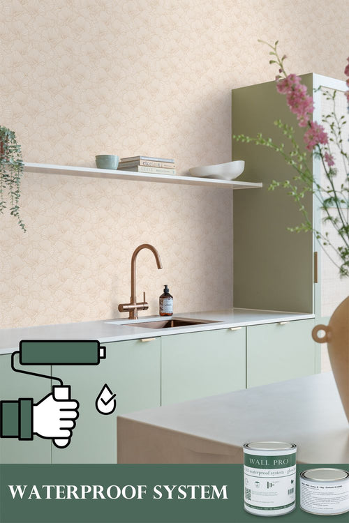 ESTAhome behang getekende bladeren zand beige en licht terracotta - 53 cm x 10.05 m - 139491
