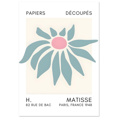 Artfulprints Poster met Lijst Matisse – Deep sea dance turquoise   - 70x100 cm - Turquoise