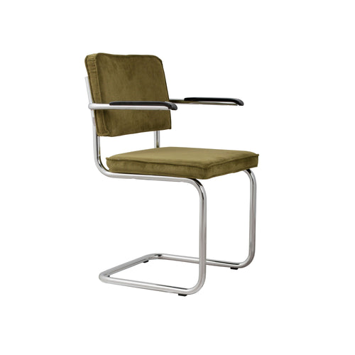 Zuiver Ridge Rib Eetkamerstoelen met armleuning Groen - Set van 2 - vtwonen shop