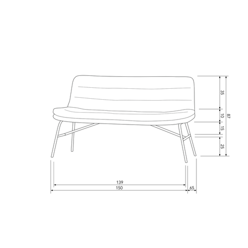 WOOOD eetkamerbank Lucy - Bouclé - Off White  - 87x150x67 - vtwonen shop