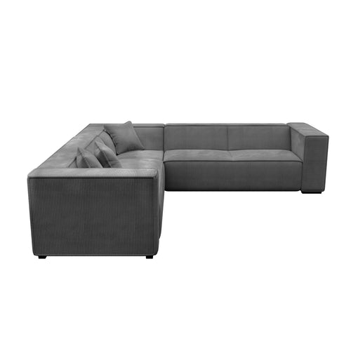 Sia Home - Grote hoekbank Kaya - Corduroy stof - Antraciet grijs - 300cm - vtwonen shop