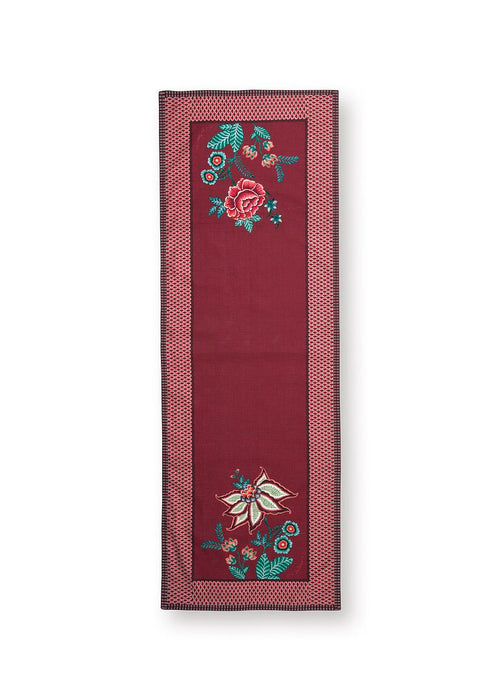 Pip Studio Flower Festival Tafelloper - Tafellaken - Donkerroze - 50x150cm - vtwonen shop