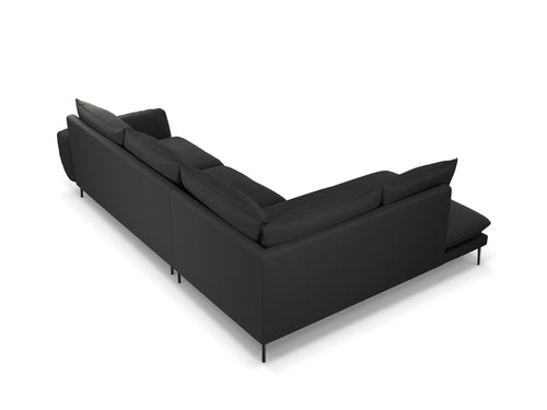 Cosmopolitan Design linker hoekbank Vienna 6-zits, boucle, zwart - 185x275x95cm