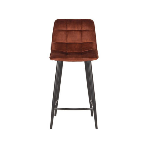 LABEL51 Barstoel Jelt - Bruin Velvet - Zithoogte 65cm - Set van 2