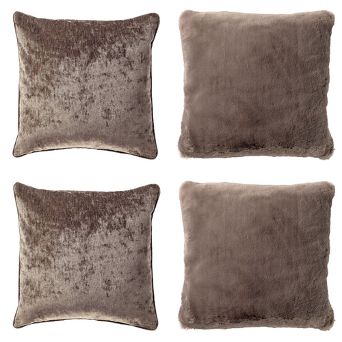 KUSSENSET - 4-delig - Soft Elegance - 45x45 cm - inclusief binnenkussens - taupe