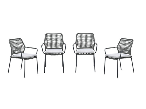 Garden Impressions Swifty tuinstoelen set van 4 – carbon black / rope grey