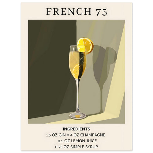 Artfulprints  French 75 cocktail - Ingrediënten   poster 30x40 cm - vtwonen shop
