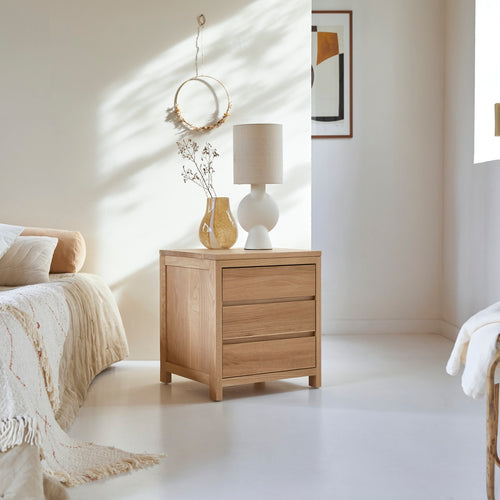 Tikamoon Nachtkastje in massief eiken met 3 laden - Naturel - vtwonen shop