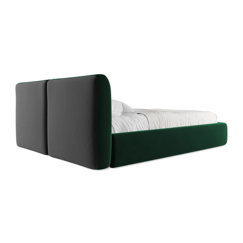 LaMiaSofa Bed met opbergruimte Milano - velours - flessengroen - 180x228x82
