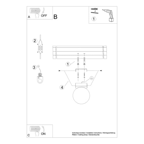 Sollux Lighting Plafondlamp YOLI 1 zwart - 12x12x14,5cm