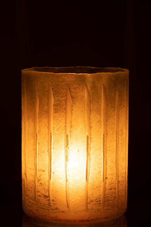 J-Line windlicht Strepen - glas - geel - large - vtwonen shop