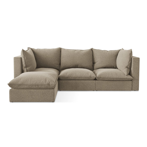LaMiaSofa hoekbank links Ravenna - velours - beige - 255x165x77