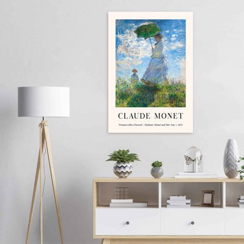 Artfulprints Poster Claude Monet - Women with a parasol   - A4 21x29.7 cm - Blauw