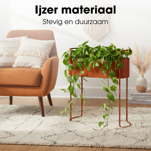 Mica Decorations Moritz Plantenstandaard – Plantenpot voor Bloemen en Kamerplanten – Bloempotten voor Binnen – 55 x 24 x 65 cm – IJzer – Rood