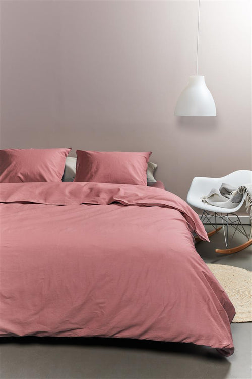Ambiante Cotton Uni dekbedovertrek - Effen - Lits-Jumeaux XL - 260x200/220 cm - Roze - vtwonen shop