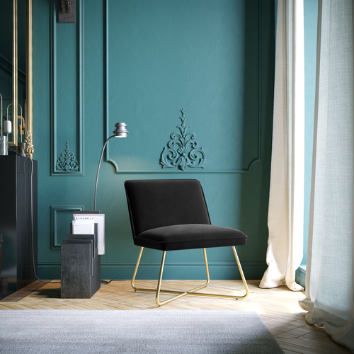 Sia Home - Kleine poefs en fauteuils TALIA - Fluweel - Donker antraciet - 66cm - vtwonen shop