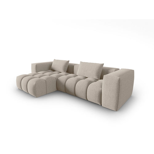 Cosmopolitan Design - Modulaire hoekbank links Verona 3-zits, structurele stof zand - 145x260x70cm