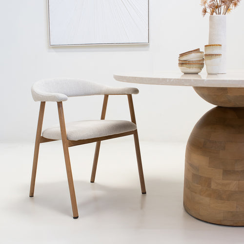 Giga Meubel Eetkamerstoel Mila - Beige/Naturel - Zithoogte 48cm - Set van 2 - vtwonen shop