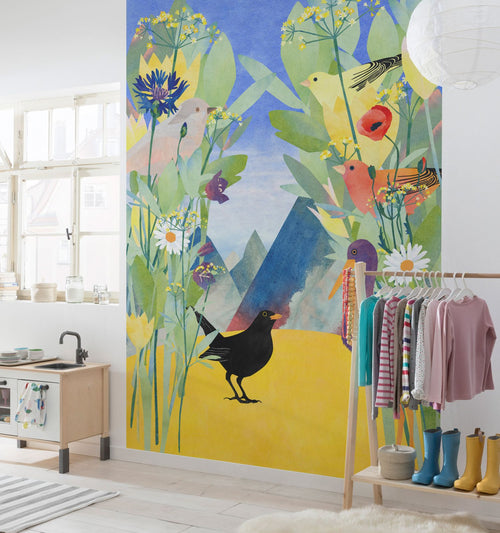 Komar fotobehang bloemen en vogels multicolor - 200 x 280 cm - 610831