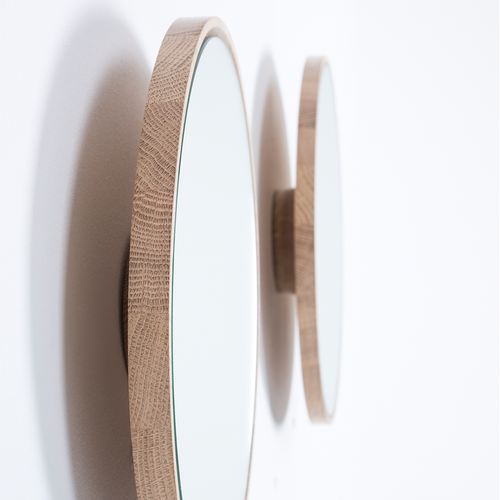 Gazzda Look Mirror Ronde Eikenhouten Wandspiegel Ø 32 cm - Whitewash