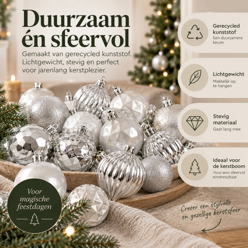 Mica Decorations Bal Onbreekbaar Rood 40 Stuks - Kerstballenset van Gerecycled Polystyreen - Onbreekbare Kerstballen voor Kleine en Middelgrote