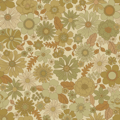 ESTAhome behang retro bloemen vergrijsd groen - 50 x 900 cm - 130964 - vtwonen shop