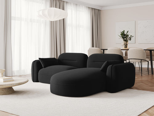 Cosmopolitan Design Modulaire hoekbank rechts Sydney 3-zits, flueel, zwart - 165x230x70cm