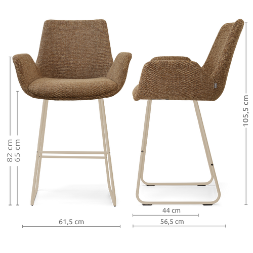 Nolon Nino-Eef barkruk bruin blend - beige onderstel - 65 cm