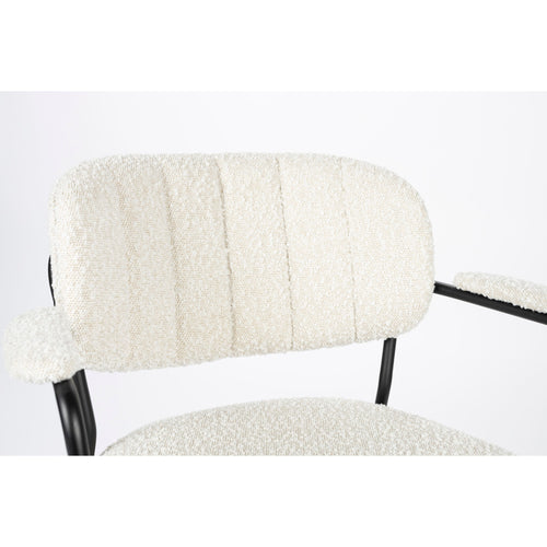 Housecraft Living Jolien Eetkamerstoelen armleuning Zwart/Bouclé - Set van 2