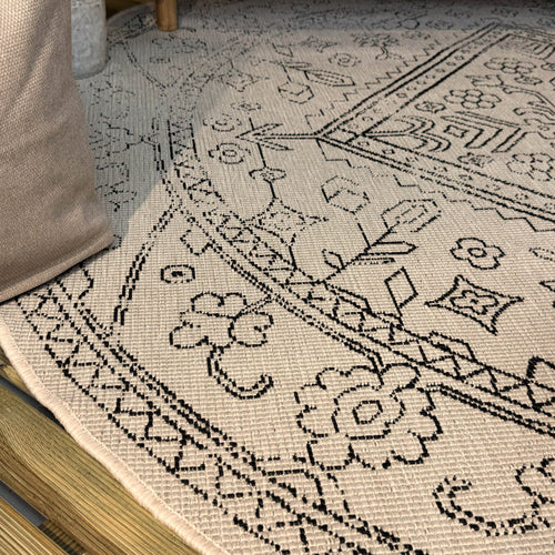 Rond buitenkleed Nova zwart/wit - Interieur05 - 240 x 240 cm