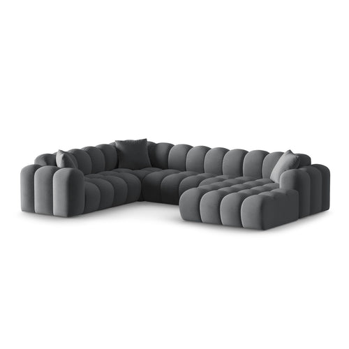 Cosmopolitan Design - Panoramische hoekbank links Treno 4-zits, flueel grijs - 240x330x70cm