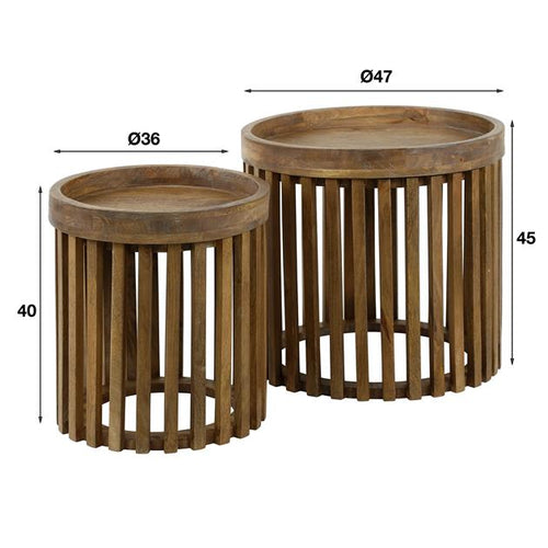 Giga Meubel Bijzettafel Tweak - Naturel Hout - Set van 2 - 45x45x45cm