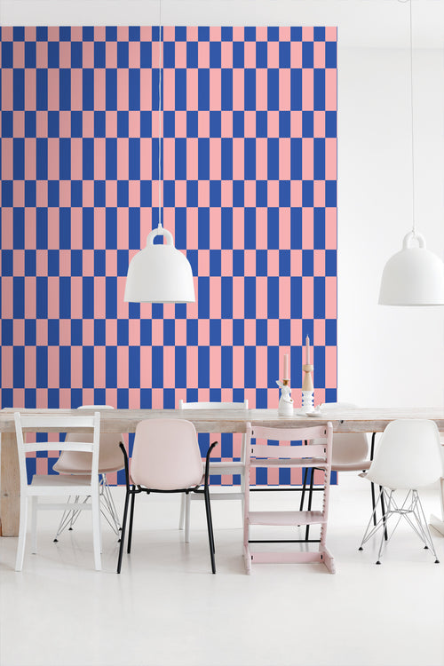 ESTAhome behang streep roze en koningsblauw - 50 x 900 cm - 130921 - vtwonen shop