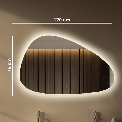 LOMAZOO badkamerspiegel Sevilla - met LED verlichting & spiegelverwarming - asymmetrisch - 120 x 75 cm
