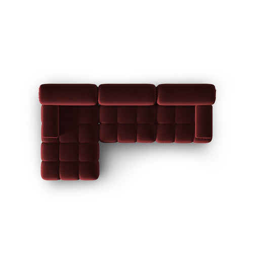 Cosmopolitan Design - Modulaire hoekbank links Cortina 4-zits, flueel rood - 155x282x70cm