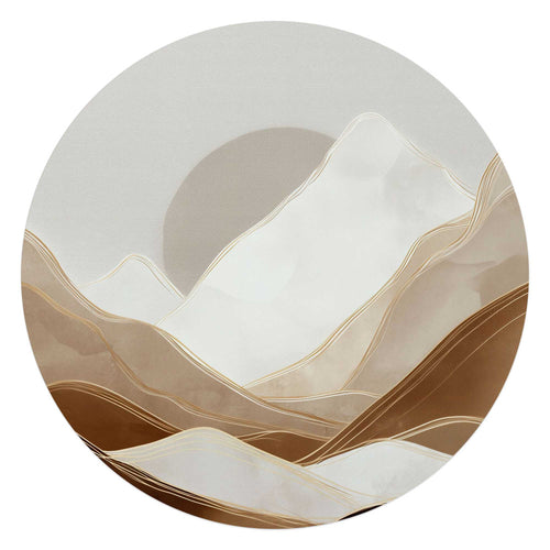 Reinders Maan achter de bergen glasschilderij -  beige - kantoor - Ø 70cm
