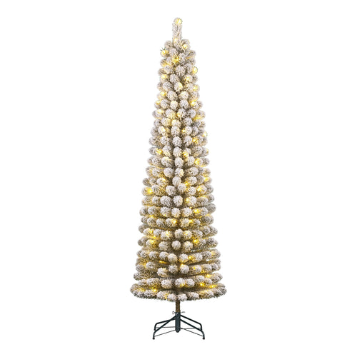 Black Box Trees Charlton Smalle Kunstkerstboom met Warm Witte LED Verlichting - H260 x Ø63 cm - Groen Frosted - vtwonen shop