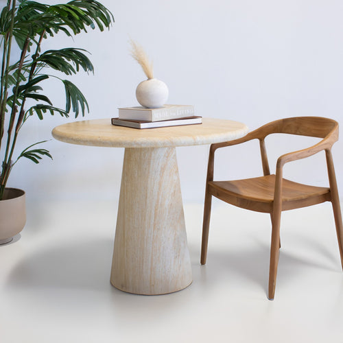 DÉJA Living Eettafel Brunn Rond - Travertin - 80x80x76cm - vtwonen shop