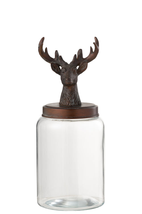 J-Line voorraadpot hert polyresin - polyresin - transparant/koper - large