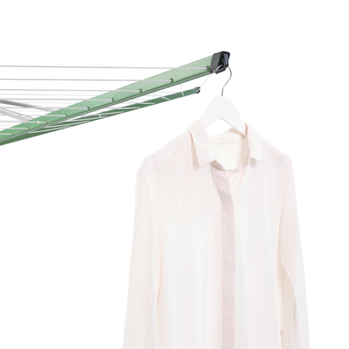 Brabantia Droogmolen Lift-O-Matic, 50 meter met metalen grondanker, doorsnede 45 mm, beschermhoes, wasknijpertasje en wasknijpers - Leaf Green
