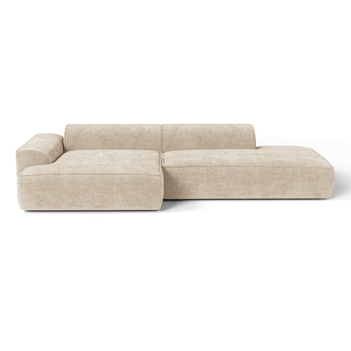 Premium Interiors - Hoekbank (links) HANA - fluweel weefsel crème 300cm