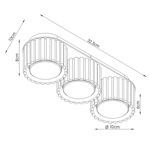 Sollux Lighting Plafondlamp AURA 3 bruin Gx53 - 32,5x10x8cm