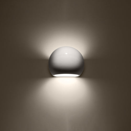 Sollux Lighting Gelakte wandlamp GLOBE wit glans - 17x13,5x14,5cm