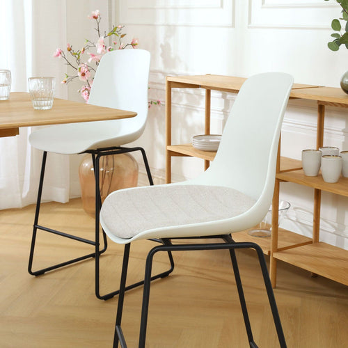 Nolon Nino-Liv Barkruk Wit - Beige Kussen - Zwart Frame - 75 cm - vtwonen shop