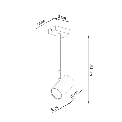 Sollux Lighting Plafondlamp NORANO zwart - 10x6x33cm