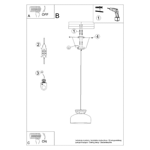 Sollux Lighting Hanglamp MARION wit - 29,5x29,5x130cm