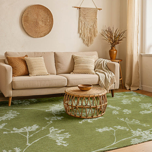 Lola&Moi vloerkleed Blossom - groen - 80x150cm