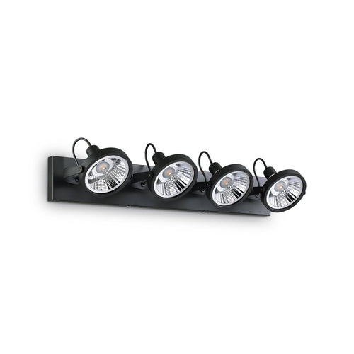 Ideal Lux Glim - 4 Lichts Plafondlamp Zwart