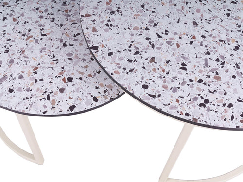 MaximaVida ronde salontafel set Lucca XL 75 en 58 cm ivoor – HPL terrazzo look - vtwonen shop