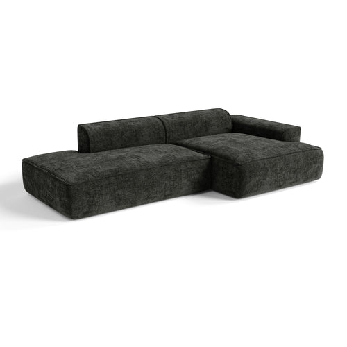Premium Interiors - Rechthoekige hoekbank HANA - fluweel weefsel donker antraciet 260cm